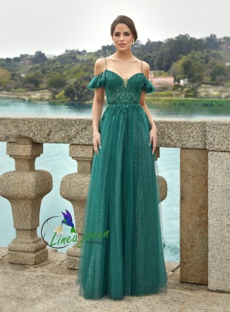 Vestido de tul bordado,...