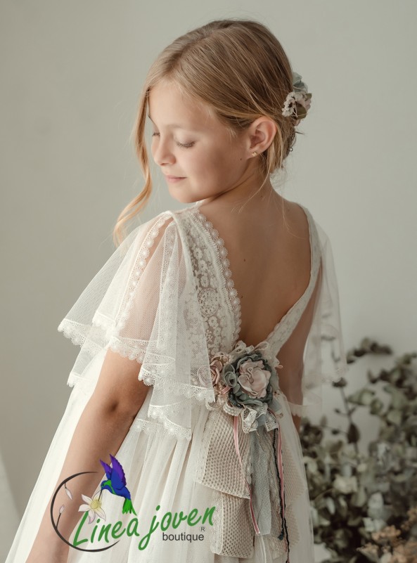 Vestido de comunión encaje crudo...