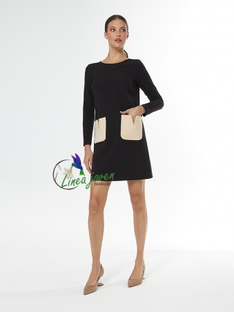 Vestido bicolor corto midi...