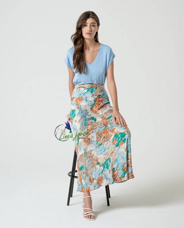 Falda larga satinada...