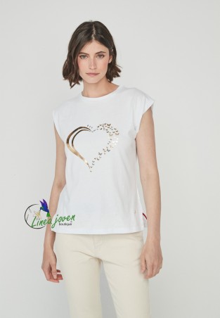 Camiseta blanca corazón de...