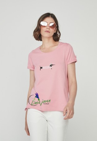 Camiseta rosa perrito