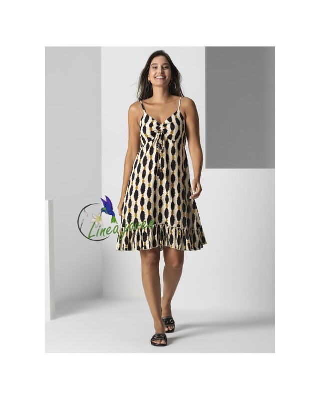 Vestido corto con volantes crudo...