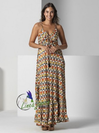 Vestido largo estampado...