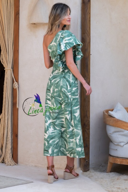 Falda Levante Hojas Verde