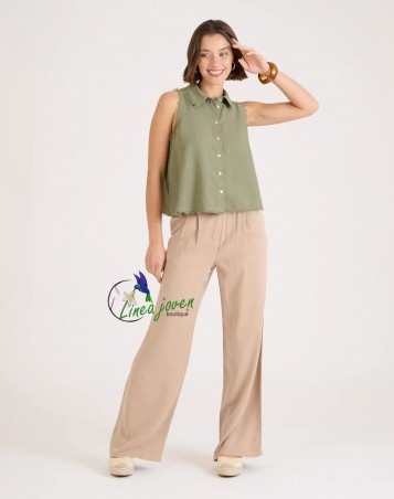 Camisa deshilada Kaki