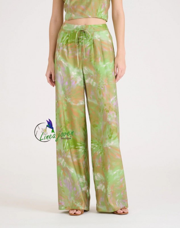 Pantalón estampado tie dye Verde