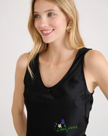 Blusa tirantes satinada Negro
