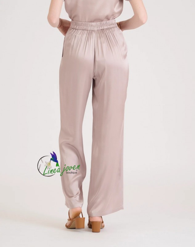 Pantalón satinado Beige