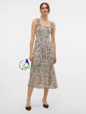 Vestido midi Gris estampado