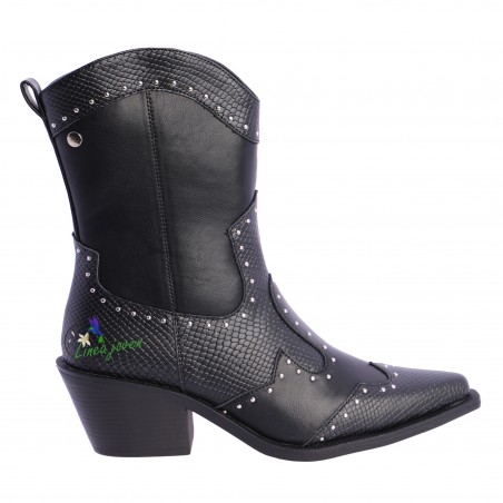 Botines negros mujer piel...