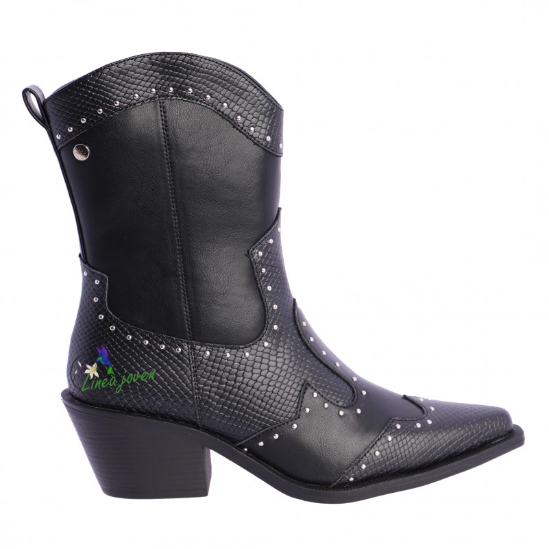 Botines negros mujer piel sintética