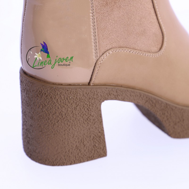 Botines Beige mujer piel sintética