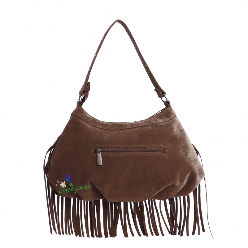Bolso Marrón antelina flecos