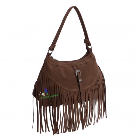 Bolso Marrón antelina flecos