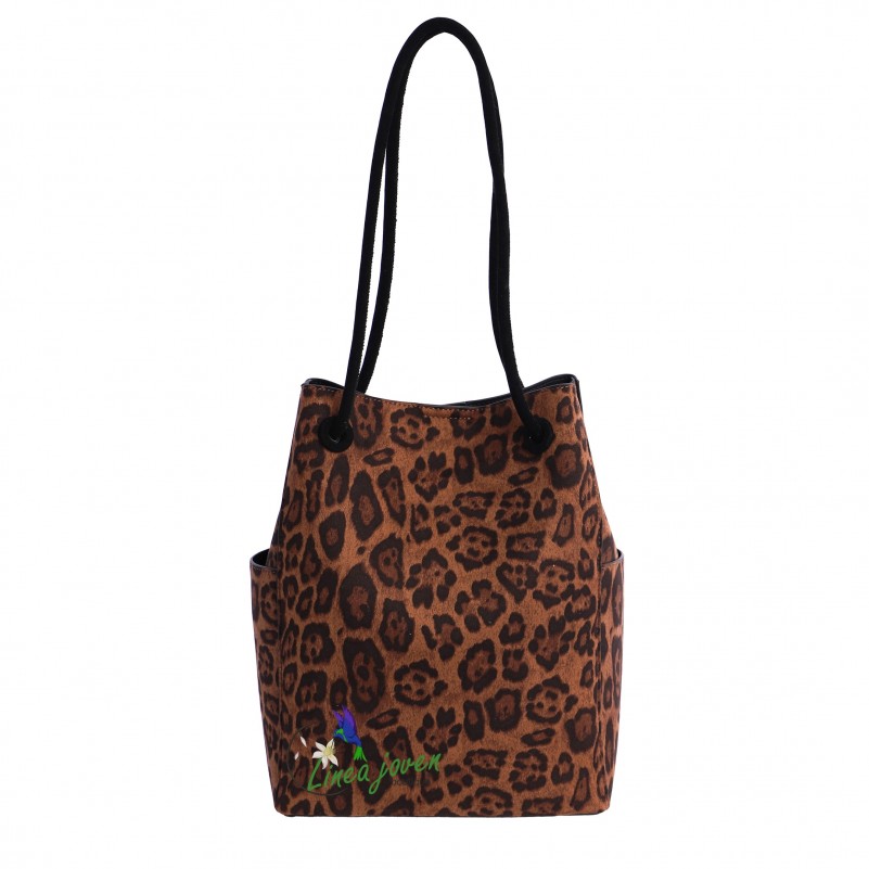 Bolso Marrón antelina animal print