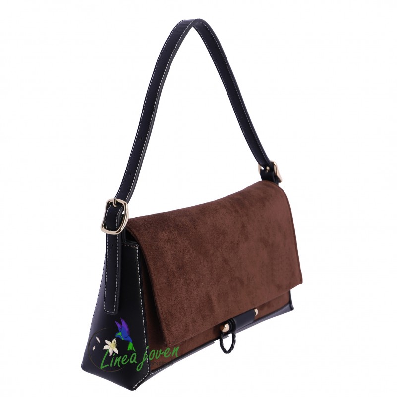 Bolso Marrón Negro antelina piel...