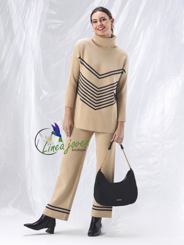 Conjunto Jersey Pantalón Camel Azul