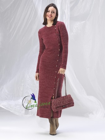 Vestido largo granate botones