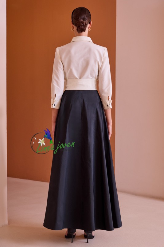 Vestido de fiesta bicolor blanco...