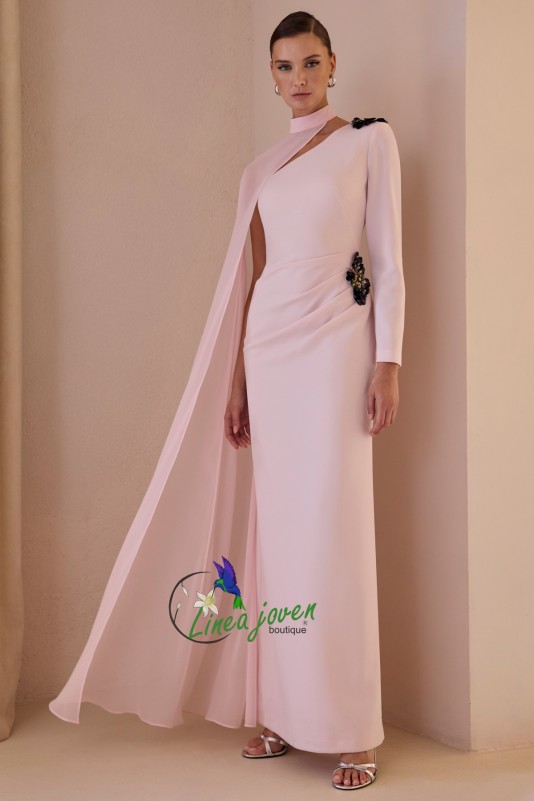 Vestido de fiesta asimétrico rosa con...